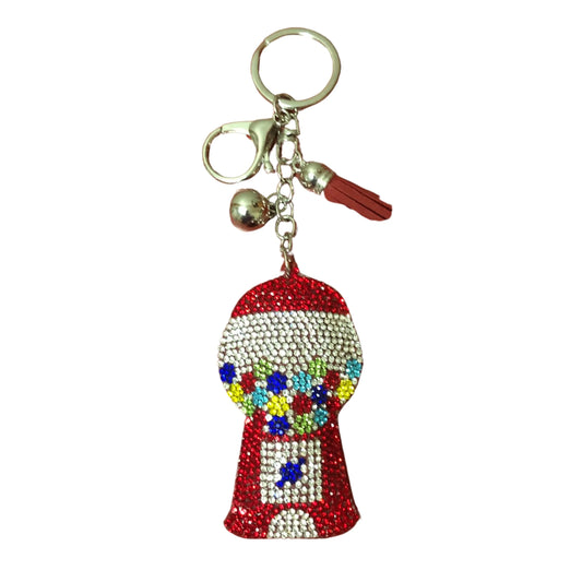Popfizzy Red Rhinestone Gumball Machine Key Chain - - keychain