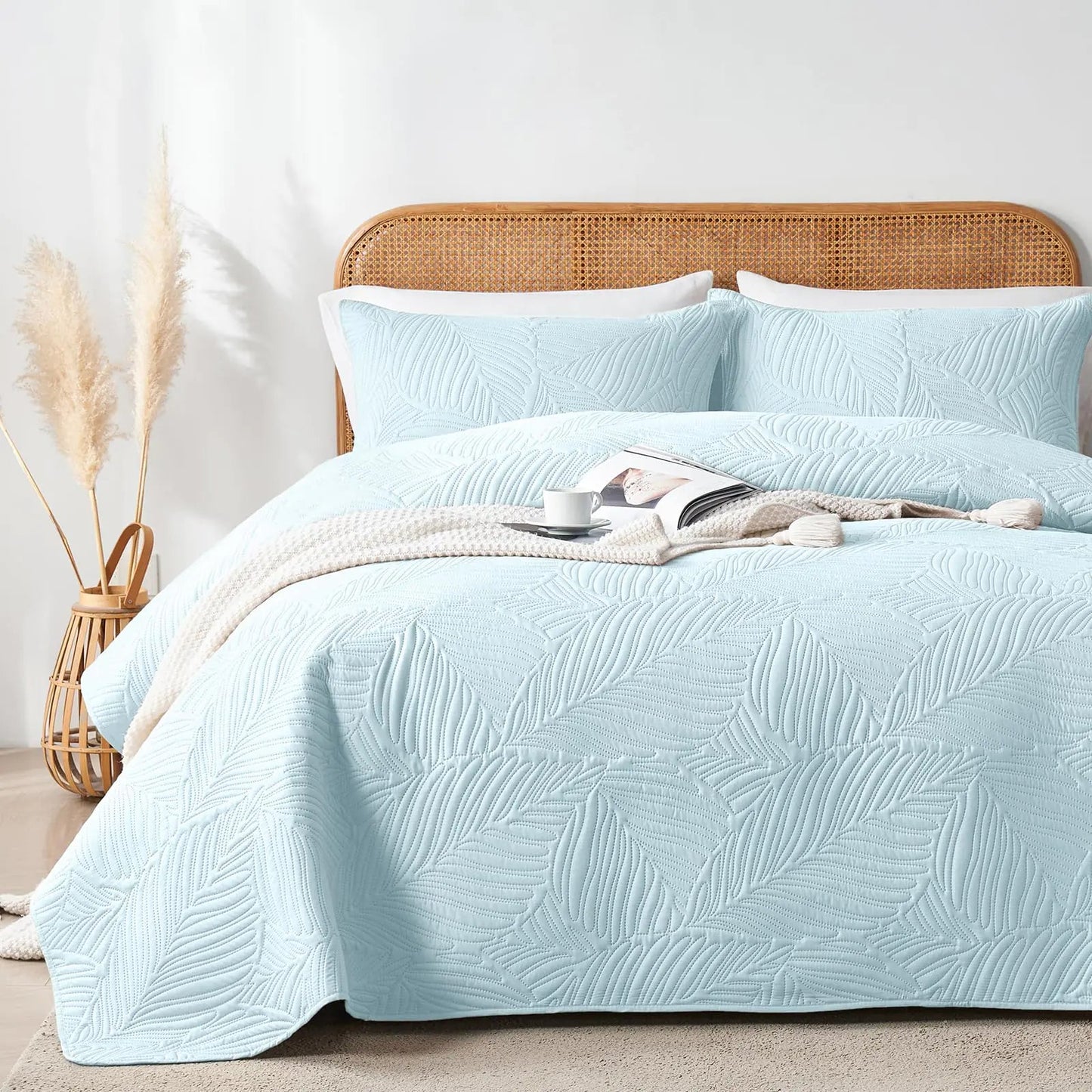 Aqua Blue Microfiber Queen Bed Set - Kia Day Design