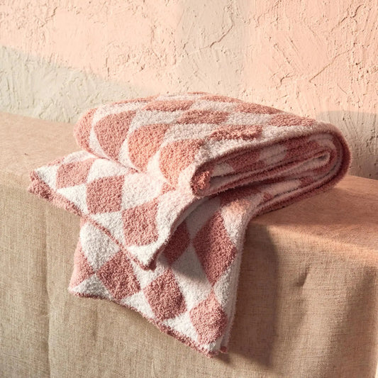 EASEON Throw Blanket for Couch-Soft Boho Throw BlanketCozy Knit Throw BlanketsSmall Knitted Lightweight Blanket&Throw for BedChairSofaHome Decor (B02-Pink 60 * 80 inches 3-Rhombic) Kia Day Design