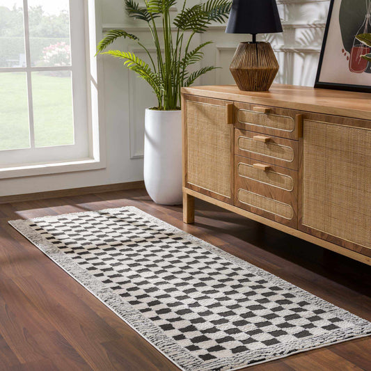 Leryn Black & White Checkered Area Rug - - Rugs