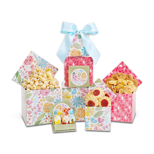 Floral Blooms Summer Treat Gift Tower - - Gift Baskets