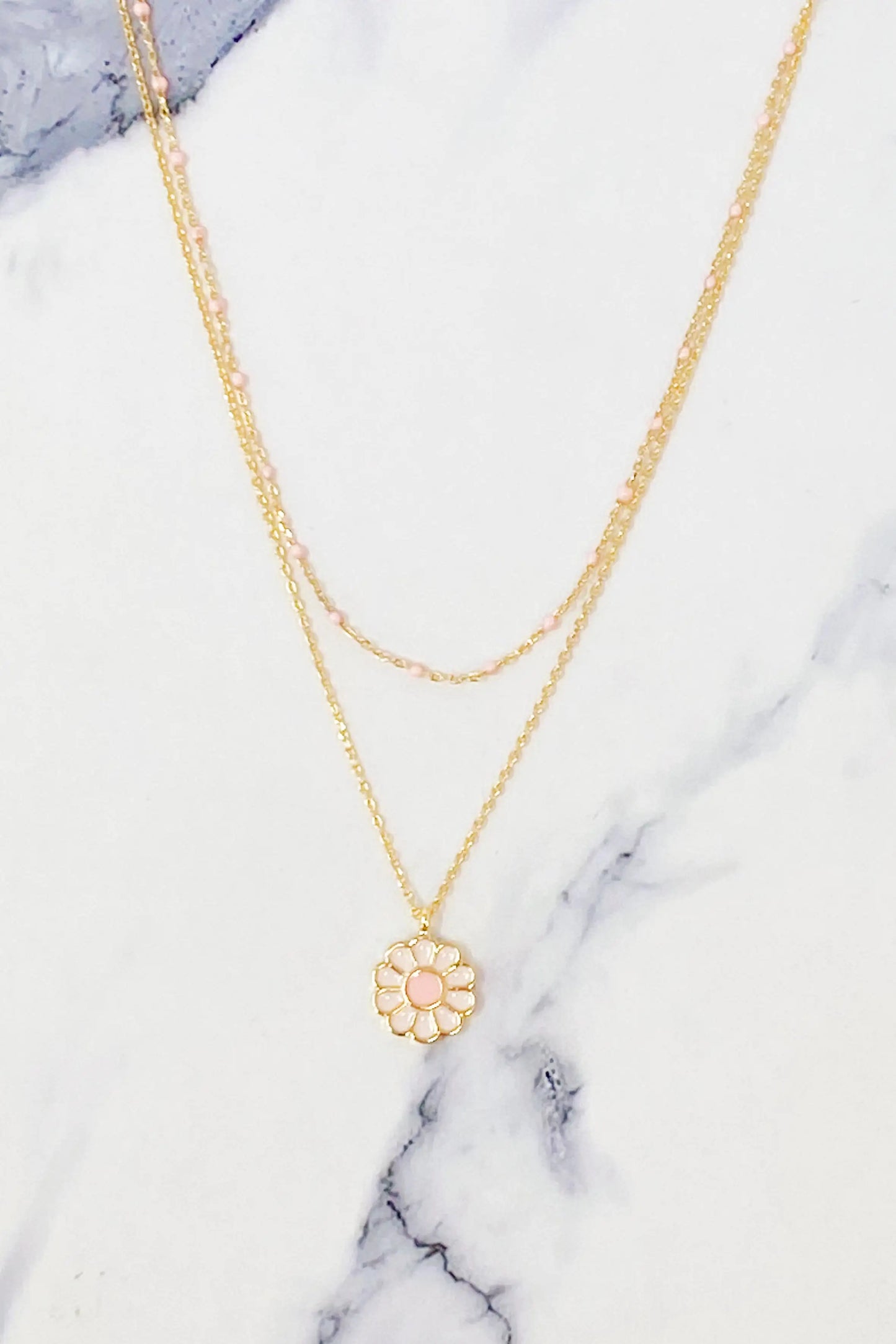 Layered Daisy Necklace - - necklace