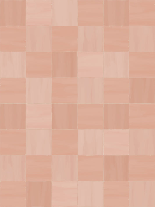 Zellige Wallpaper, rose - LUXE Peel & Stick - Wallpaper