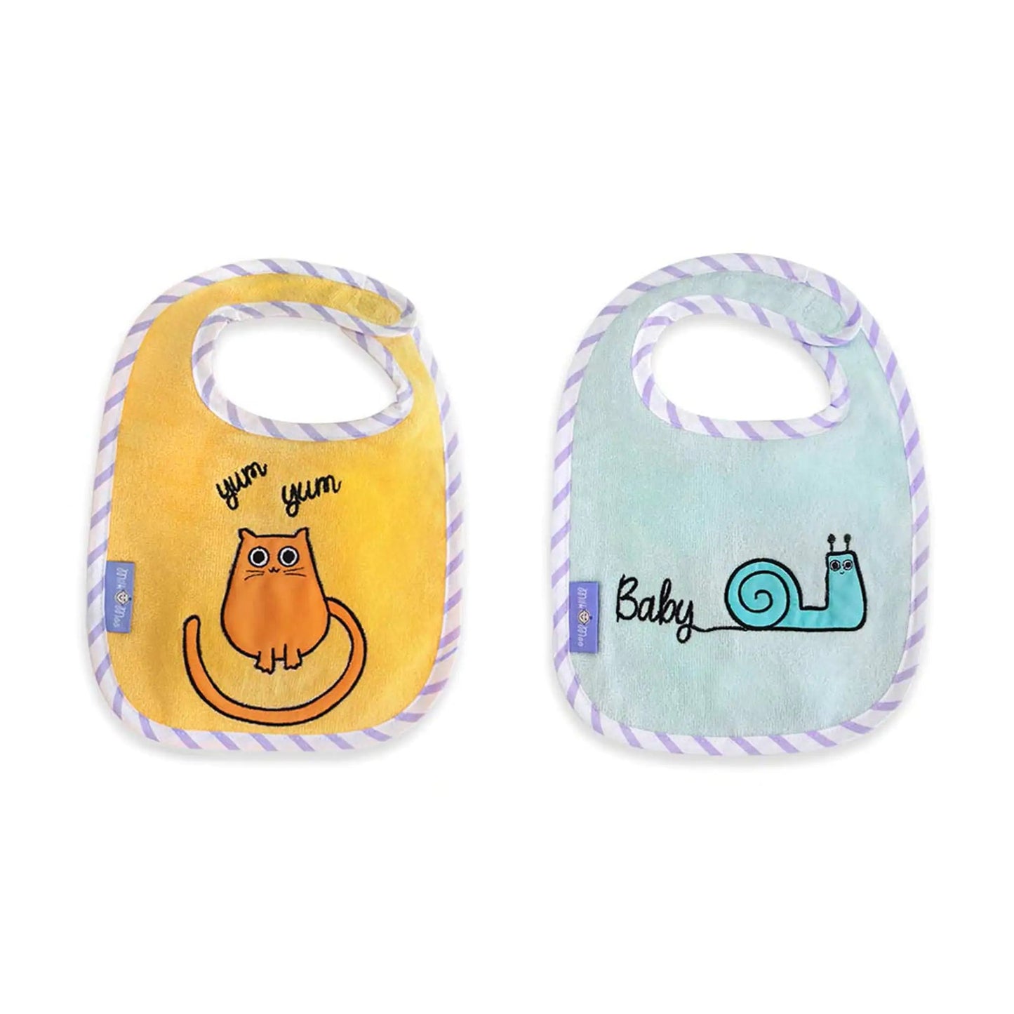Milk&Moo Towel Bib Set of 2 Chubby Cat and Sangaloz Kia Day Design