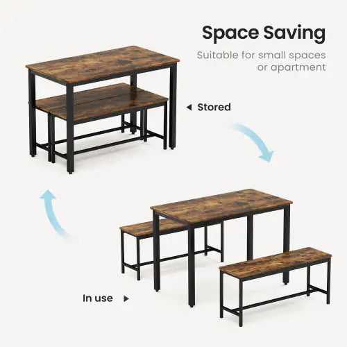 Dining Table Set with 2 Dining Benches - Kia Day Design