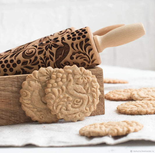 Wooden Embossed Rolling Pin - Kia Day Design