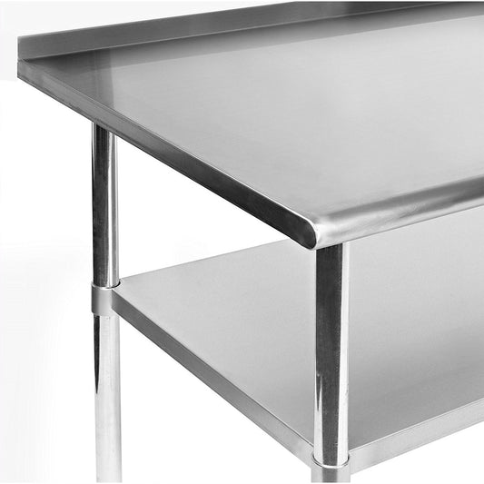 Stainless Steel 72 x 24 inch Kitchen Prep Work Table with Backsplash - - Kitchen > Utility Tables & Workbenches
