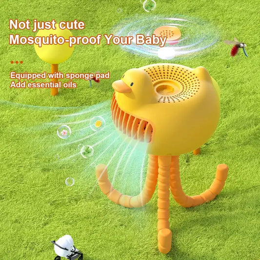 Portable Duck-Shaped Baby Stroller Fan: Adjustable, USB-Charged Kia Day Design