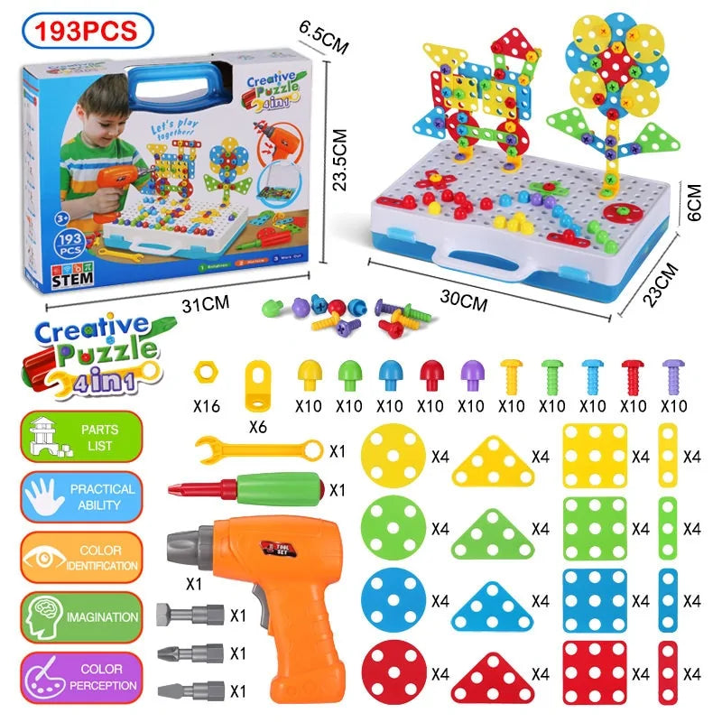 3D Mosaic Puzzle Building Set with Tools - Kia Day Design