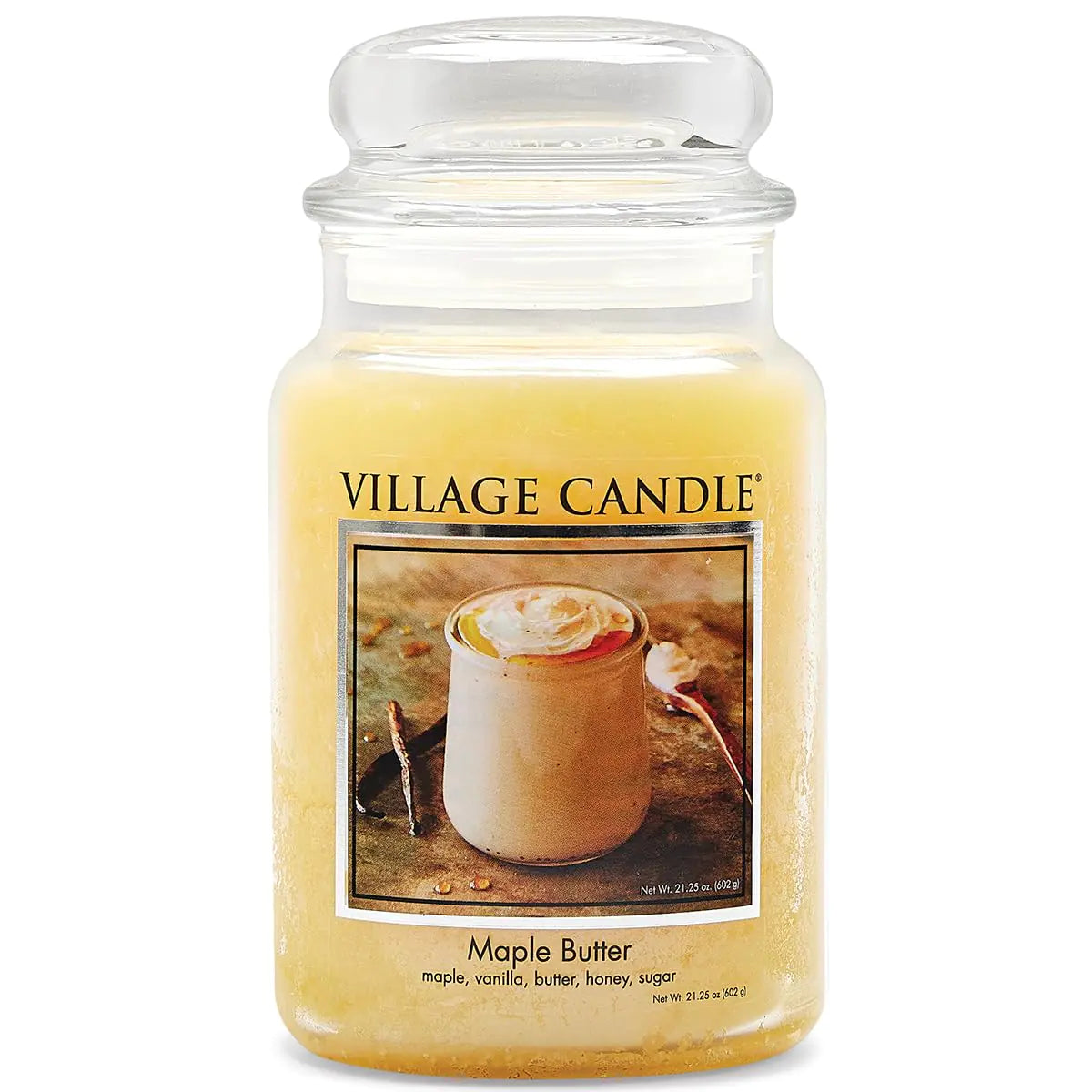 Village Candle Maple Butter Large Glass Apothecary Jar Scented Candle 21.25 oz Yellow - - candle