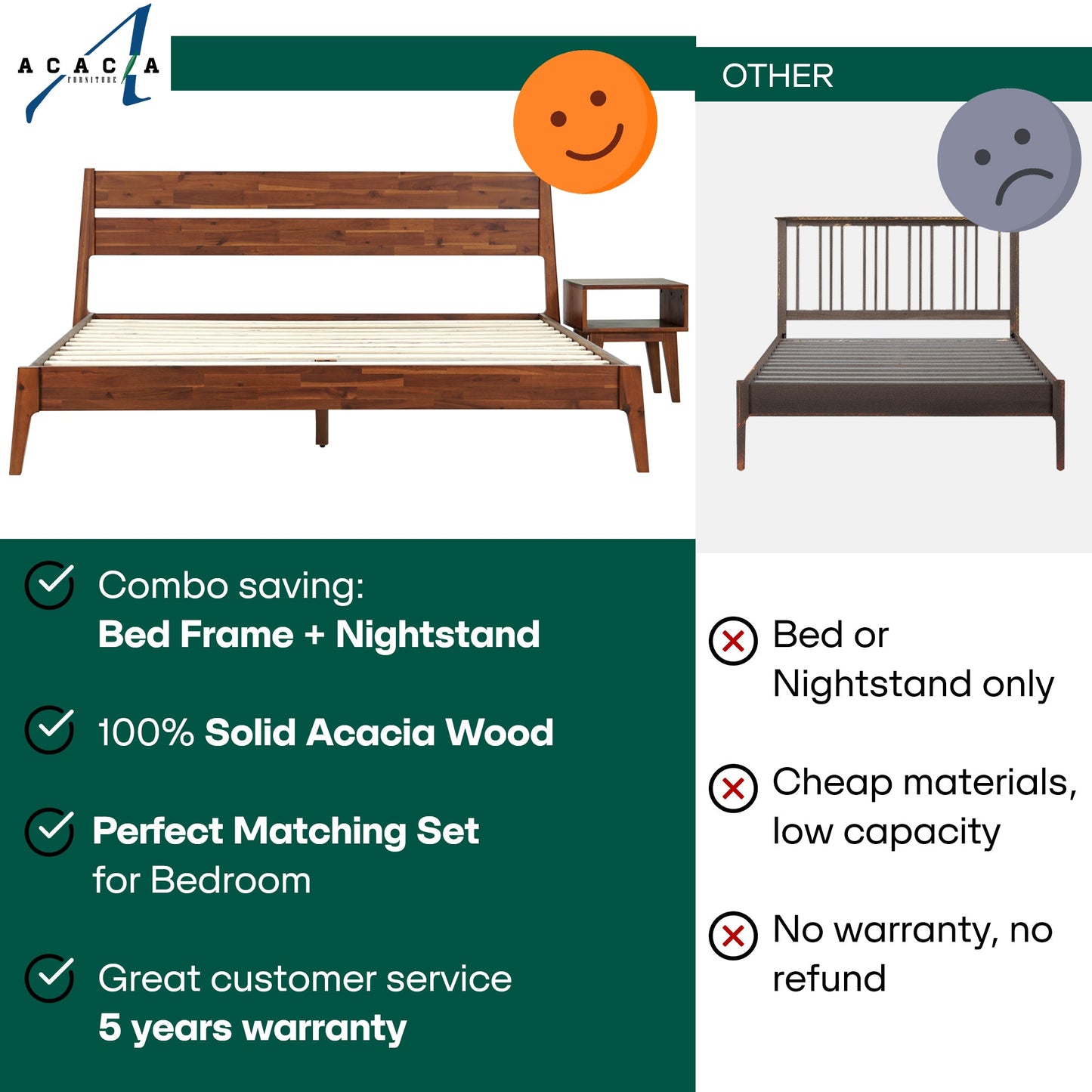 Callisto Solid Wood Bed Frame - - Bed Frame