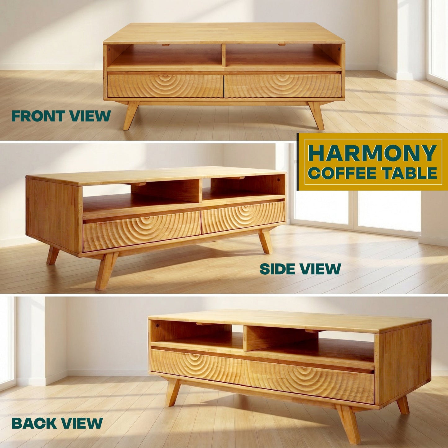 Harmony Wooden Coffee Table - - Coffee Table
