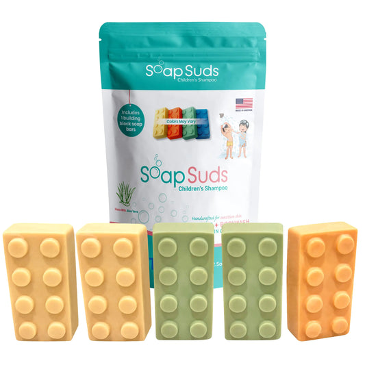 SOAP SUDS Childrens 2 in 1 Shampoo and Bodywash Frooty Tooty Scented Bar - 2.5 Ounce (Pack of 5) - soap
