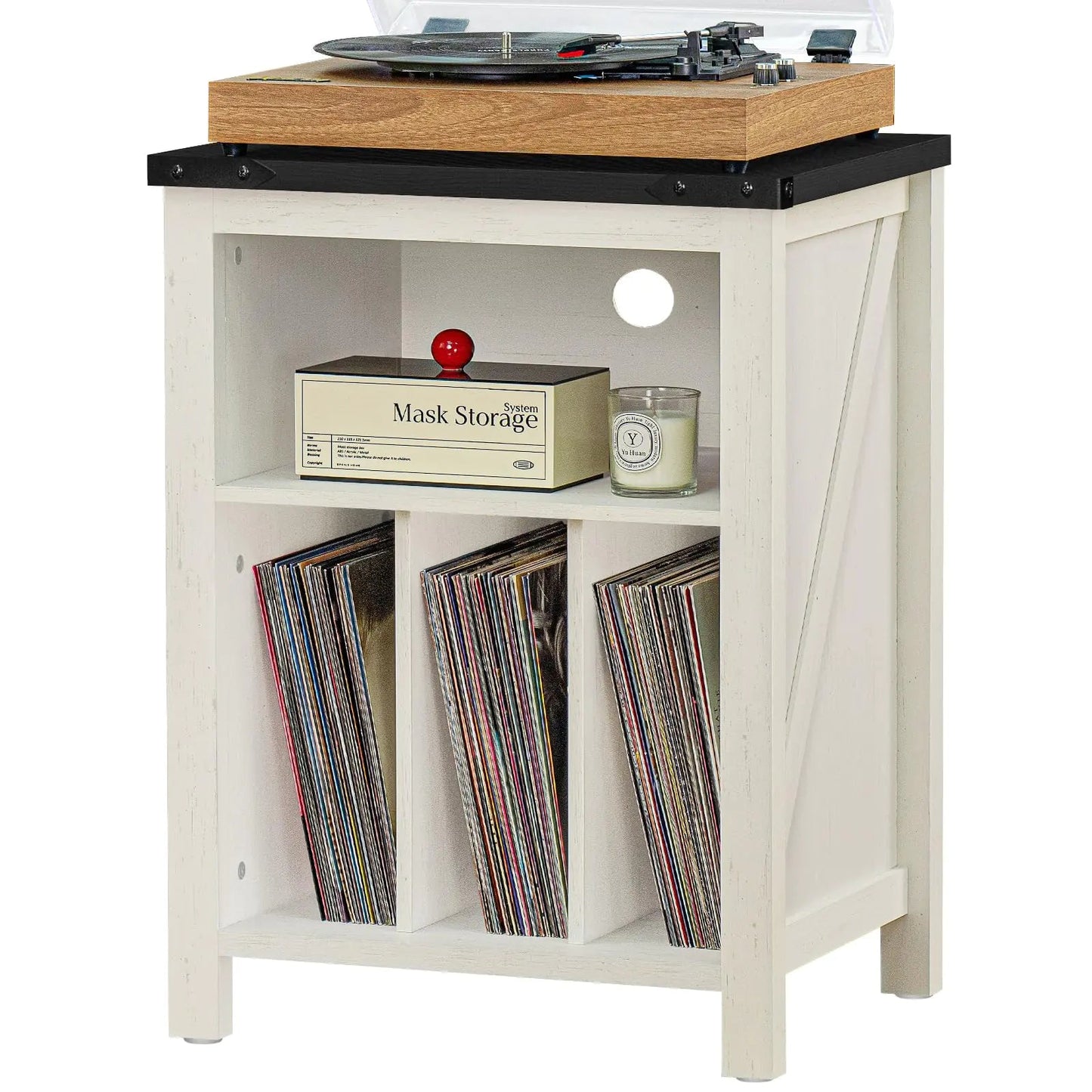 160 Album White Record Player Storage Table - - table
