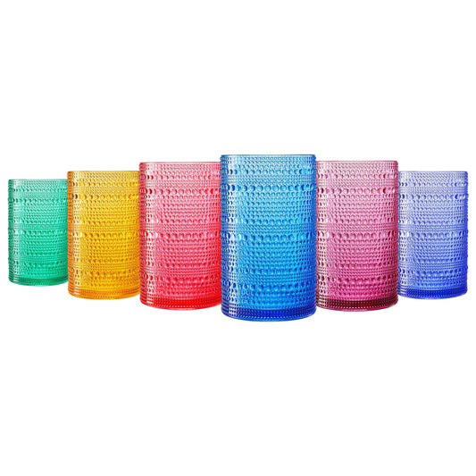 Madrid Acrylic Highball Hobnail Glassware Set of 6 - - Highball