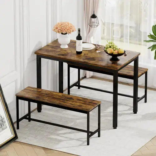 Dining Table Set with 2 Dining Benches - Kia Day Design