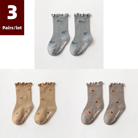3 Pairs of Anti-Slip Childrens Socks - Kia Day Design
