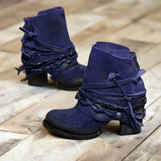 Gladiator Boots Round Toe Back Zipper - Kia Day Design