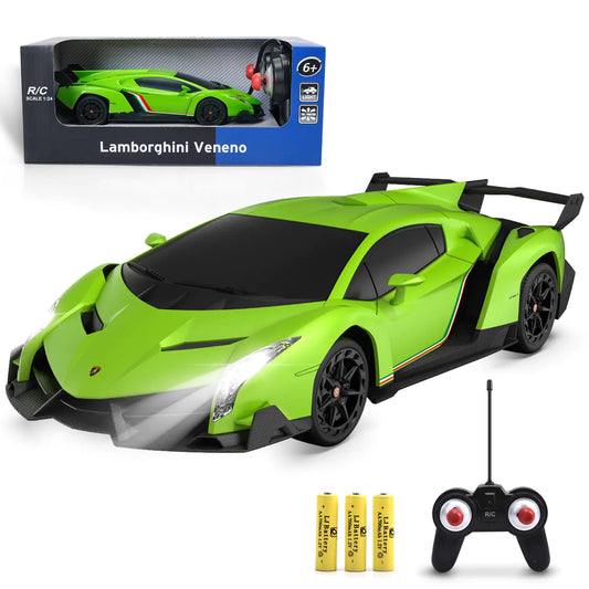 Officially Licensed Green Lamborghini Remote Control Car 1:24 Scale VENENO Model - - rc car