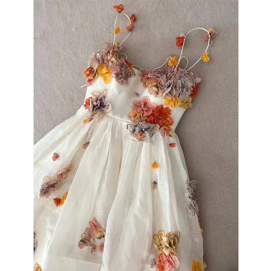 Strapless White Floral Two Piece Skirt Set - Slip dress L - skirt set