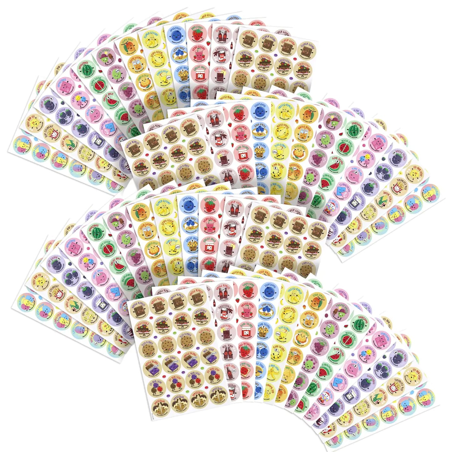 VKPI 1152 Pieces Fruits and Foods Scratch and Sniff Stickers 12 Different Scents - - stickers