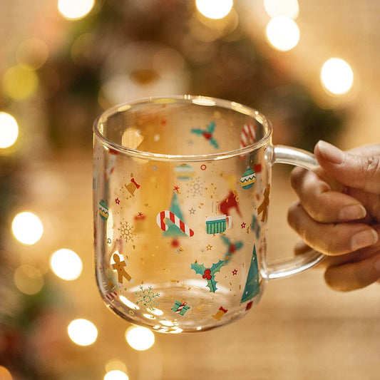Creative Christmas Glass Mug Kia Day Design