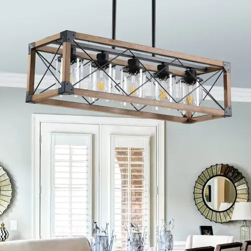 Walnut 5 Light Vintage Farmhouse Light - Kia Day Design