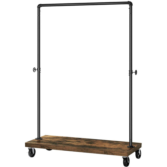 Rustic Industrial Laundry Pipe Garment Rack Lockable Wheels - - Bedroom > Wardrobe & Armoire