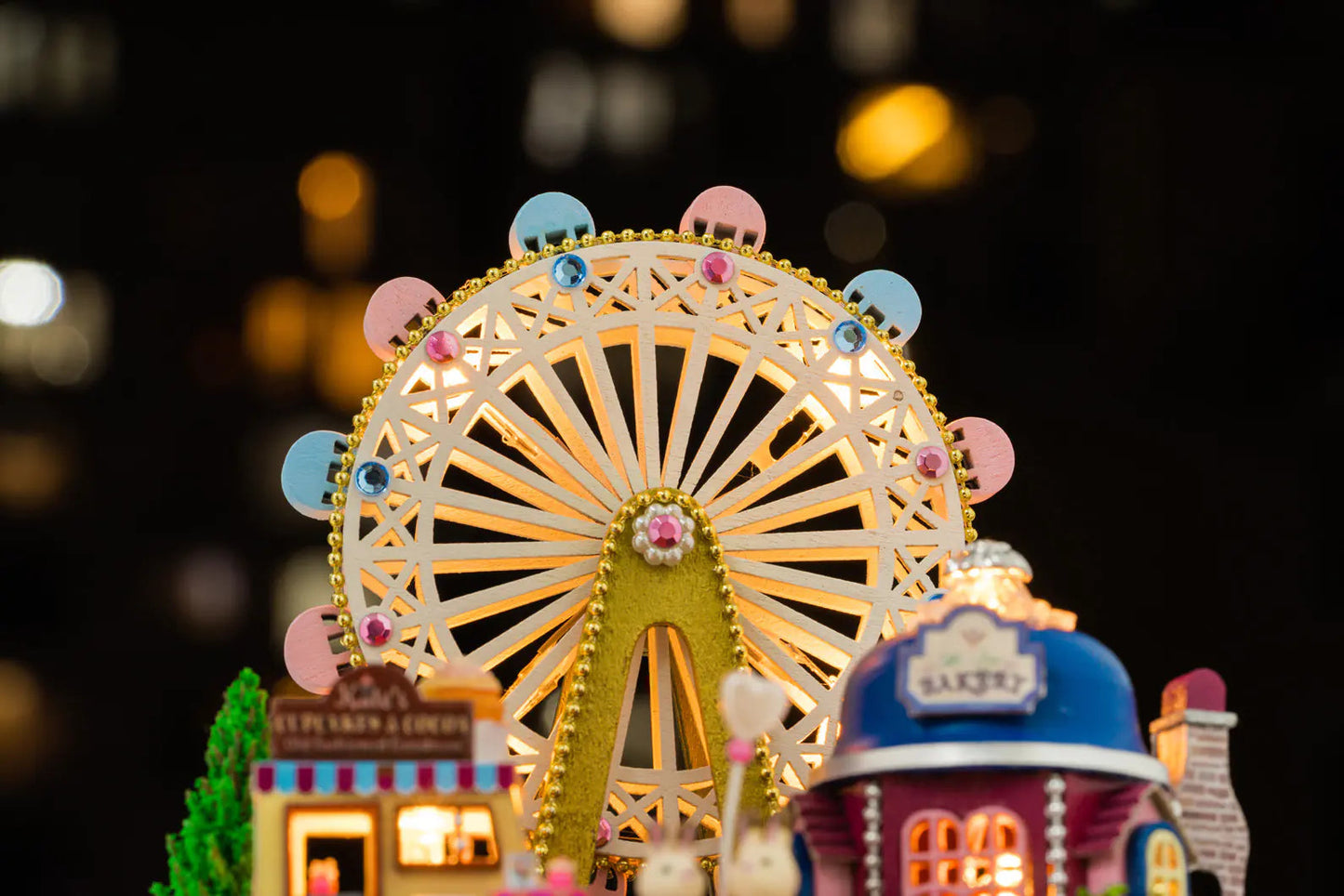 DIY Mini House Ferris Wheel Building Toy with Lights Kia Day Design