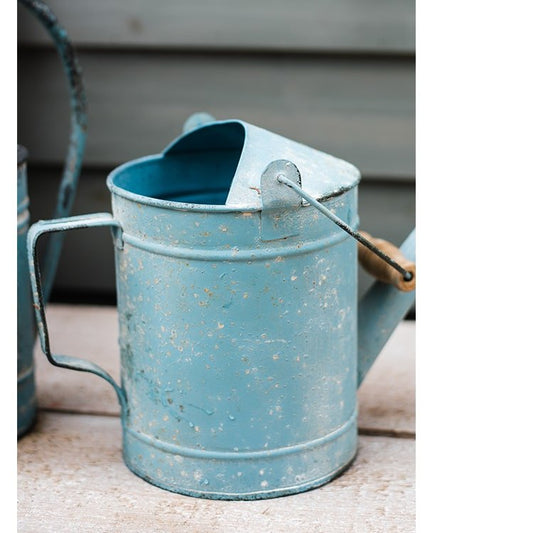 Blue Metal Rustic Watering Can - - watering pot