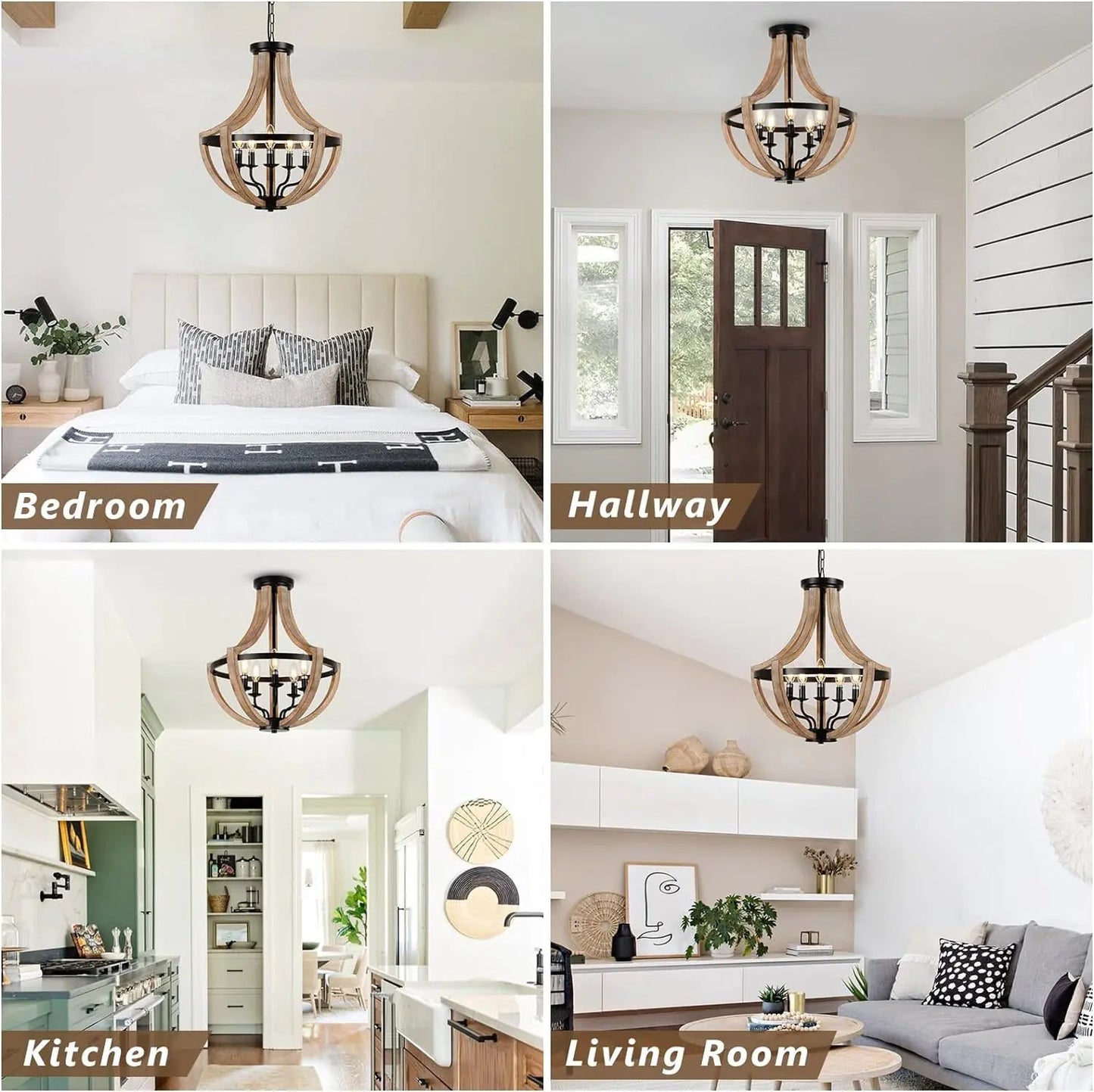 Solid Wood Height Adjustable Ceiling Light - Kia Day Design
