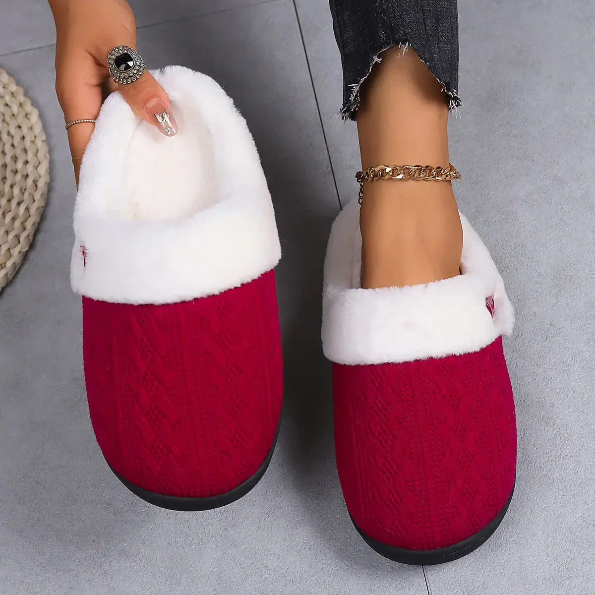 Winter Furry Slippers Indoor Outdoor Fluffy Suede Kia Day Design