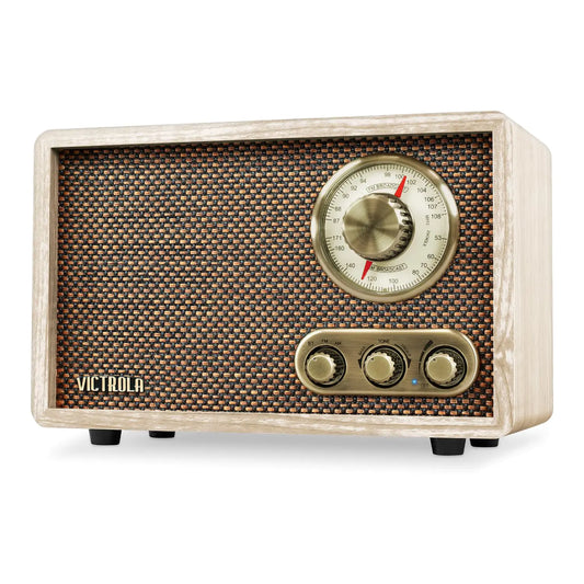 Wireless Victrola Retro Wood Bluetooth Radio with Built-in Speakers Rotary AM/FM Tuning Dial - Kia Day Design