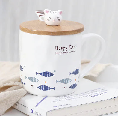 Cute Cat Ceramic Mug - Creative Cartoon Coffee Cup - 6 - Mug