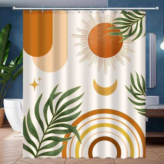 Orange Rainbow Sun Fabric Shower Curtain - Kia Day Design