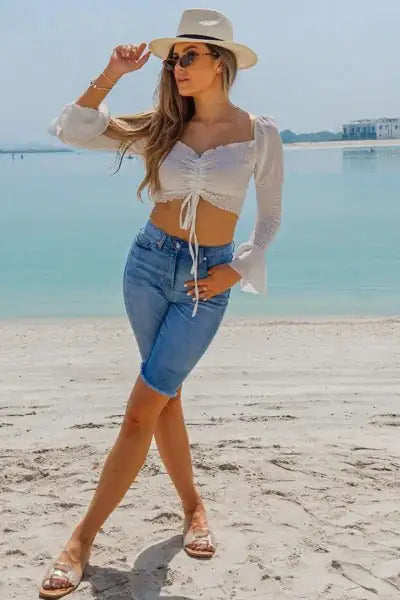 LIGHT BLUE DENIM CYCLING SHORTS Kia Day Design