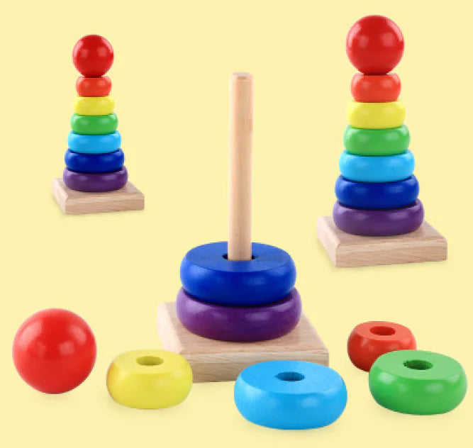 Wooden Rainbow Stacking Toy - - Toy