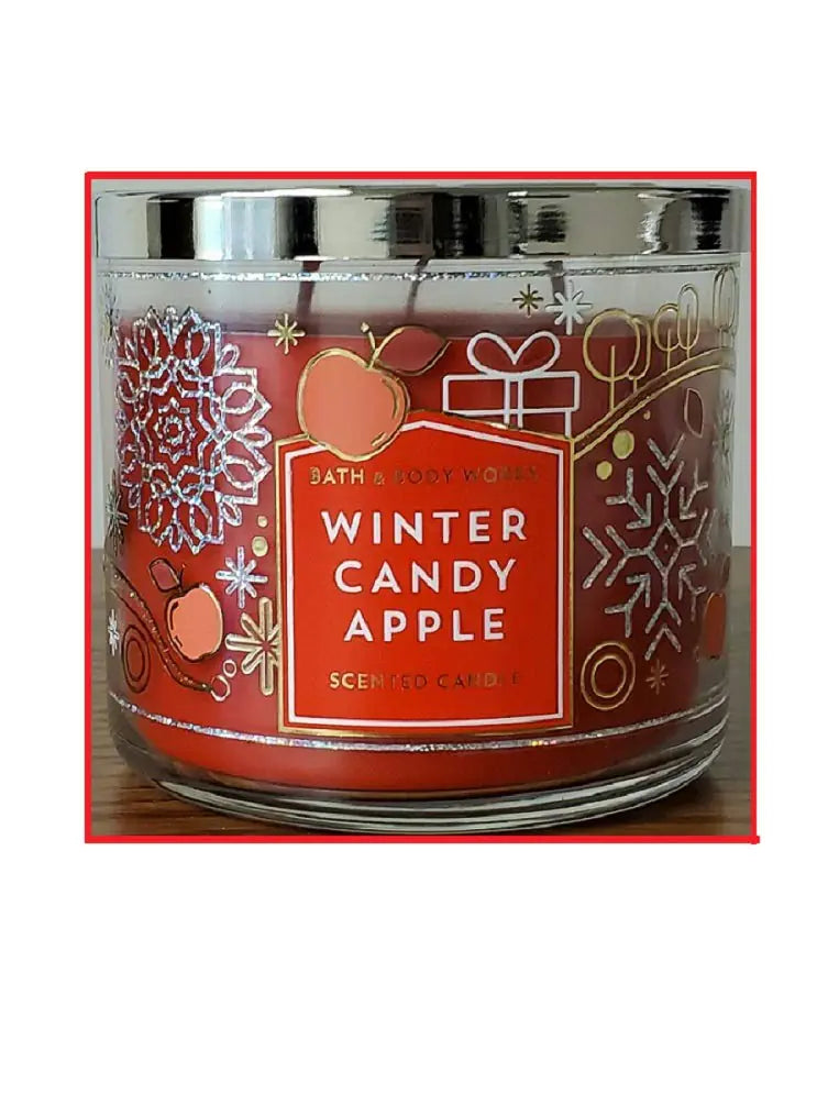 Bath & Body Works 3-Wick WINTER CANDY APPLE Scented Candle - - candle