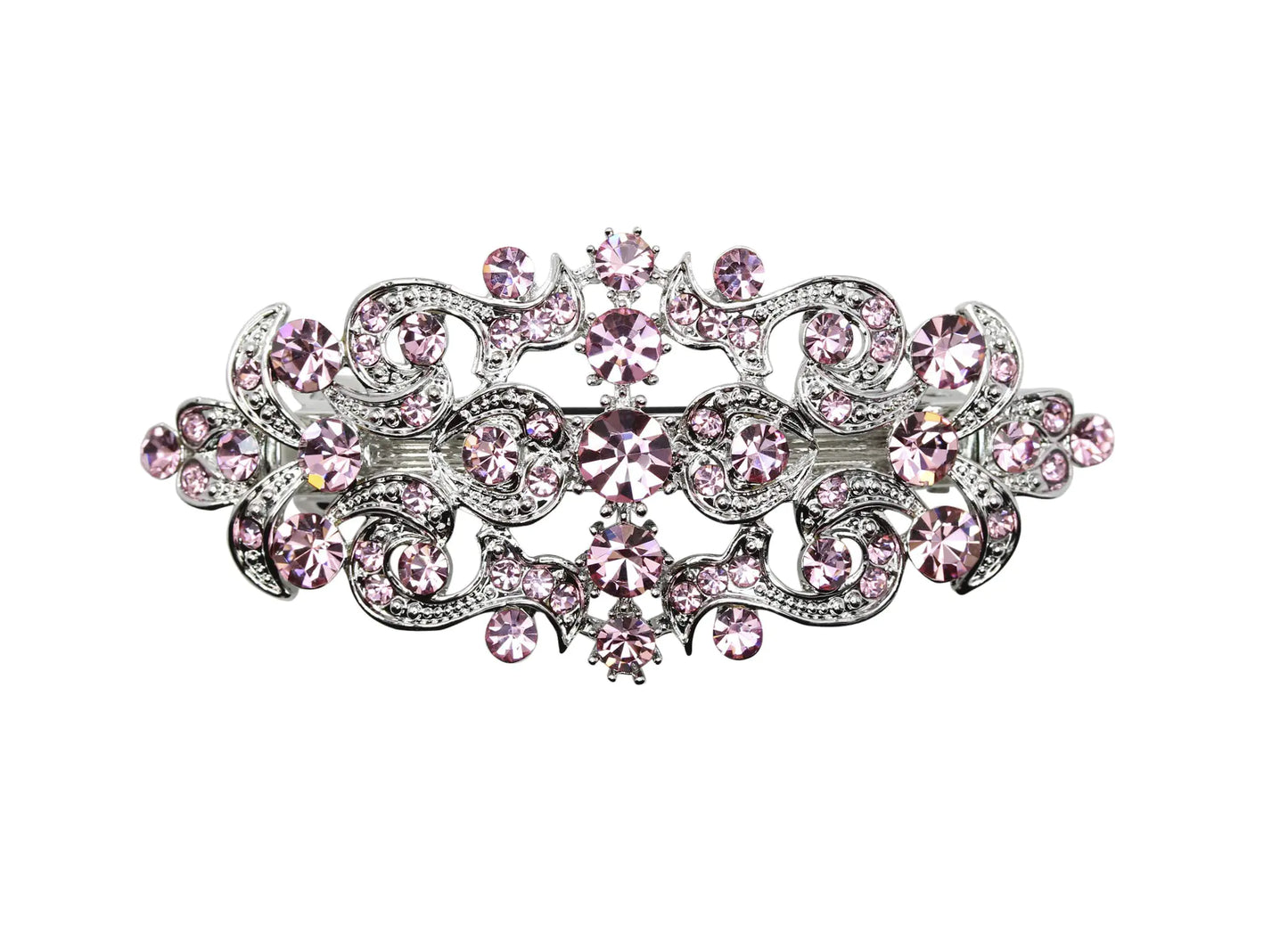Light Pink Blush Crystal Floral Hair Barrette Clip - - hair clip