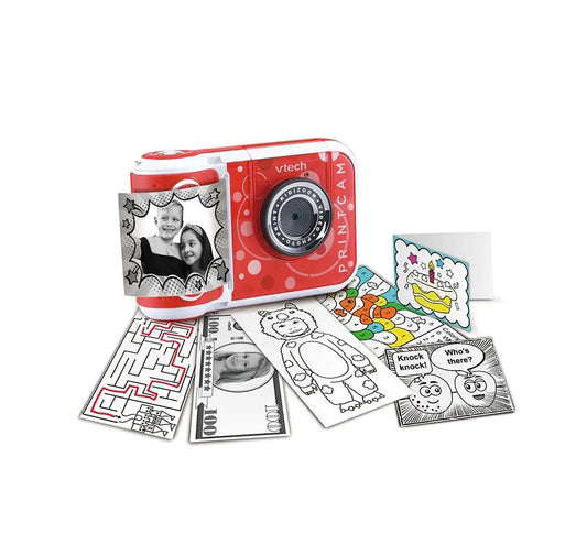 VTech KidiZoom PrintCam (Red) Digital Instant Camera for Children with Built-in Printer Video Recording Special Effects Fun Games & Comic Strip Maker Rechargeable Battery Age 5 Years + - Kia Day Design