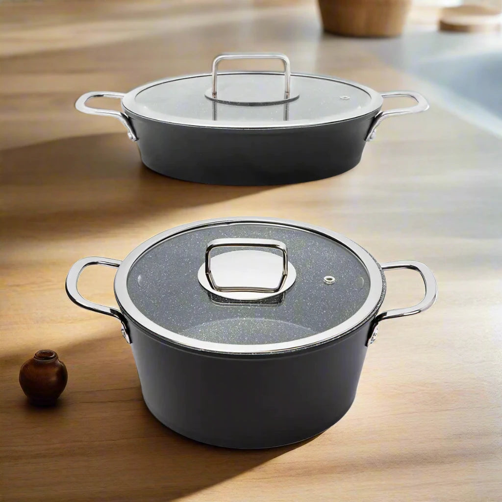 Serenk Excellence Pots and Pan Set Stock Pot Egg Pan Nonstick 4 Pcs Kia Day Design