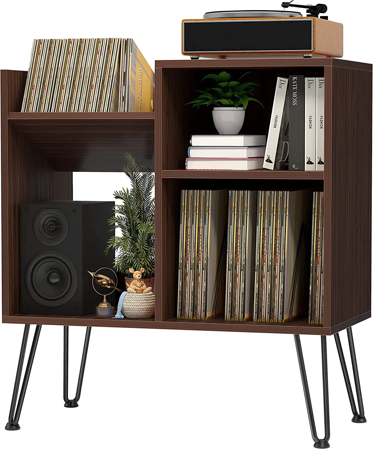 Record Player Stand with Record Storage Holds Up to 250 Albums - Kia Day Design