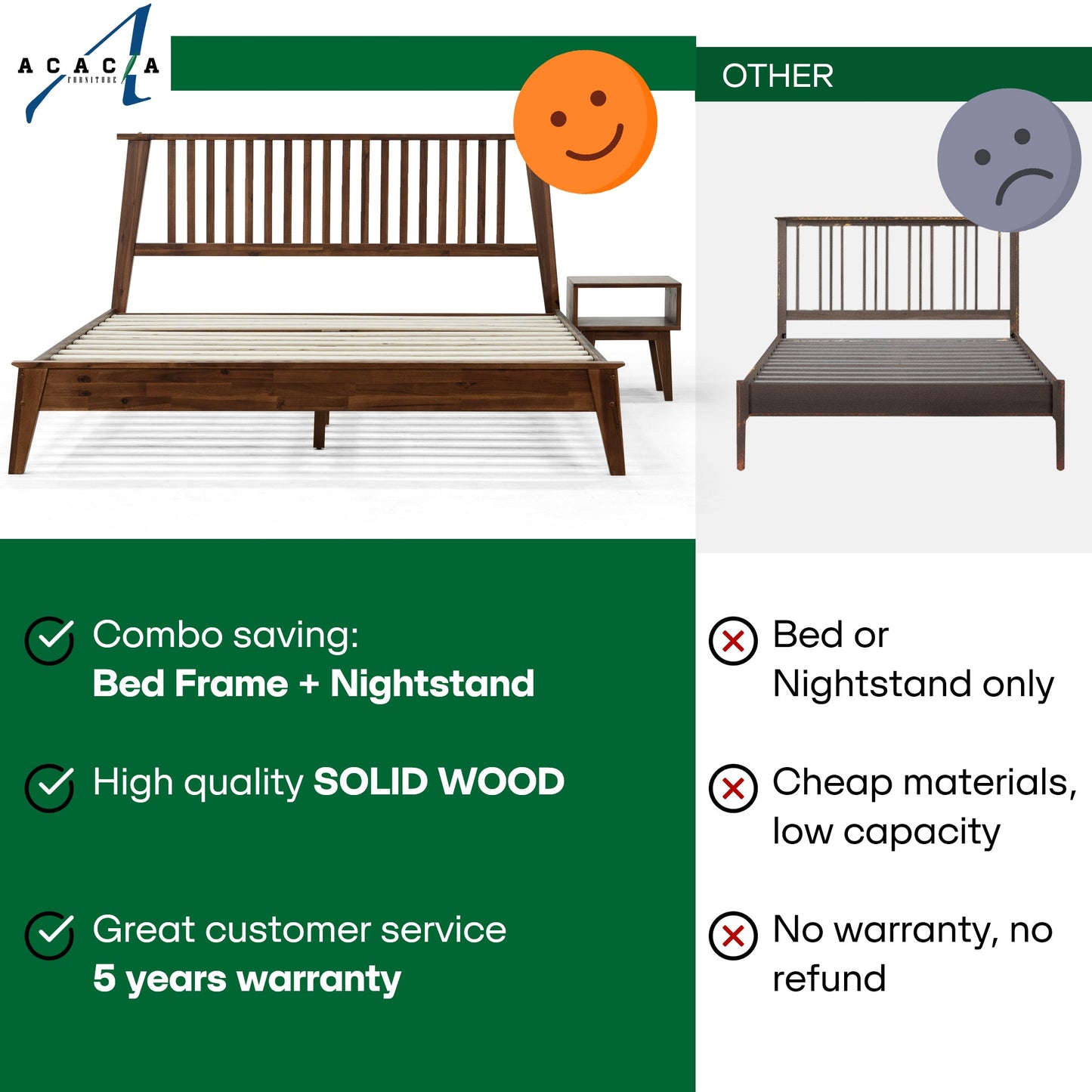 Kaylin Solid Wood Bed Frame - - Bed Frame