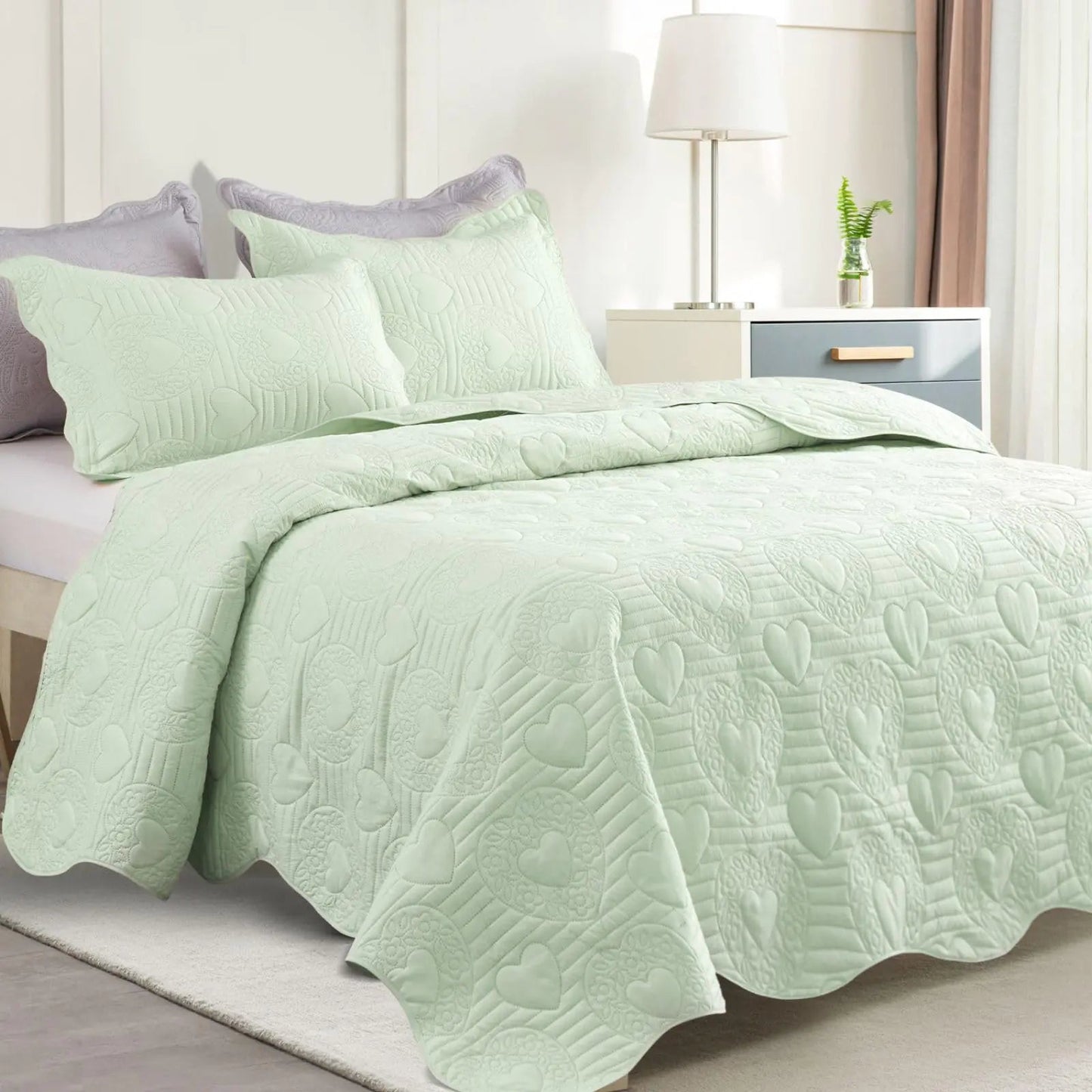 Reversible King Size 3 Piece Microfiber Quilt Set - Kia Day Design