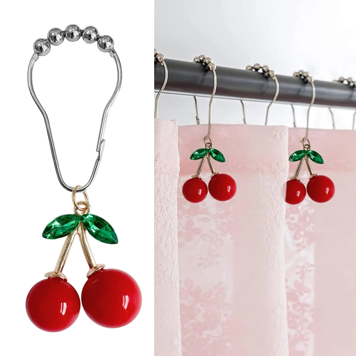 Cherry Shower Curtain Hooks 12pc - - shower curtain hooks