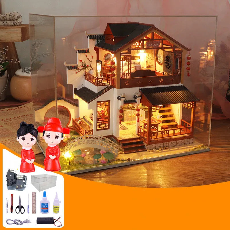 Handmade Wooden Music Box Music Box Sky City - Kia Day Design