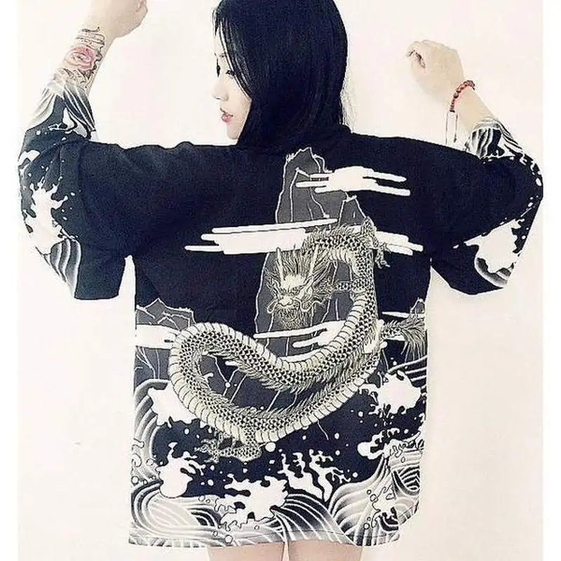 Streetwear Samurai Dragon Kimono Kia Day Design