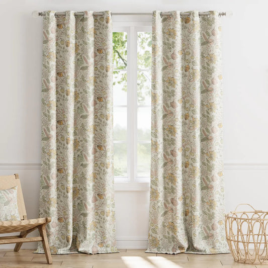 Yellow Floral Blackout Curtains 96 Inch Long Set 2 Panels - Kia Day Design