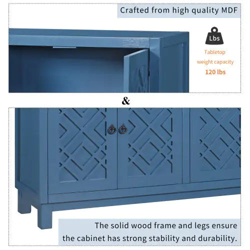 Blue 4-door Cabinet with Pull-tab Handle - Kia Day Design