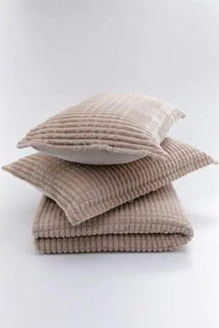 Merinos Modern Line 3 Piece Double Blanket Set Mocha Kia Day Design